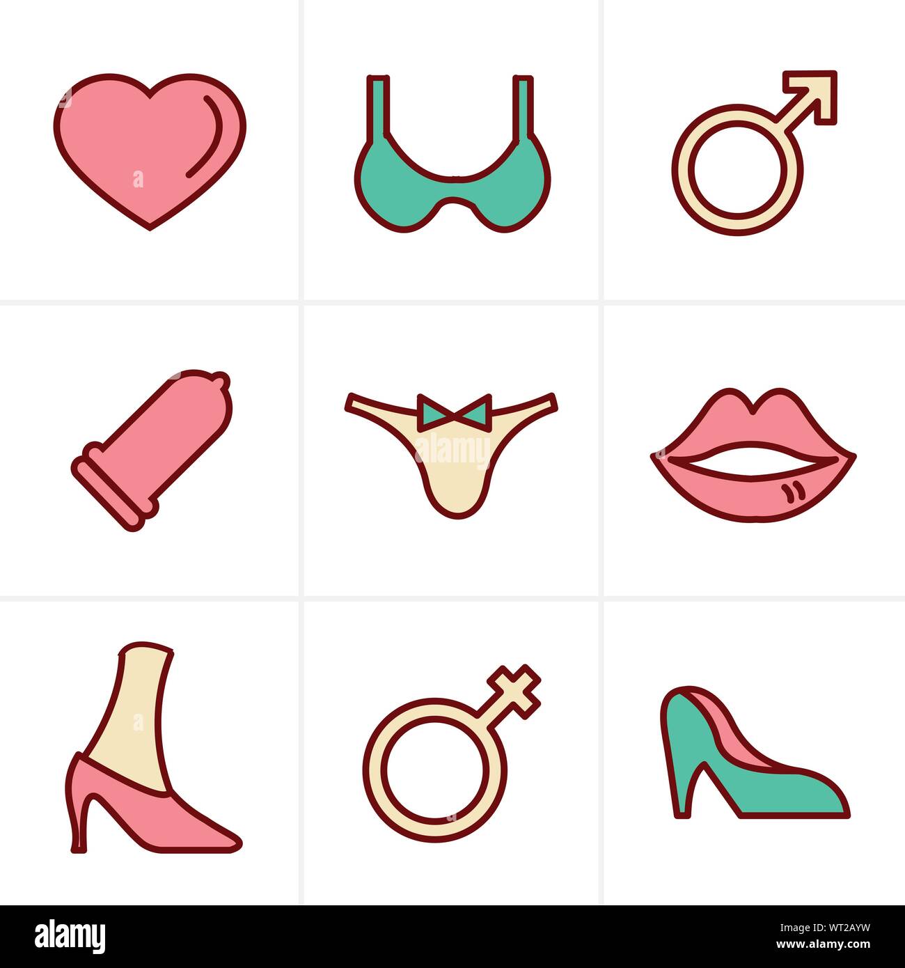 Icônes de Style Sexe et XXX Icons Set Vecteur Conception, Illustration de Vecteur