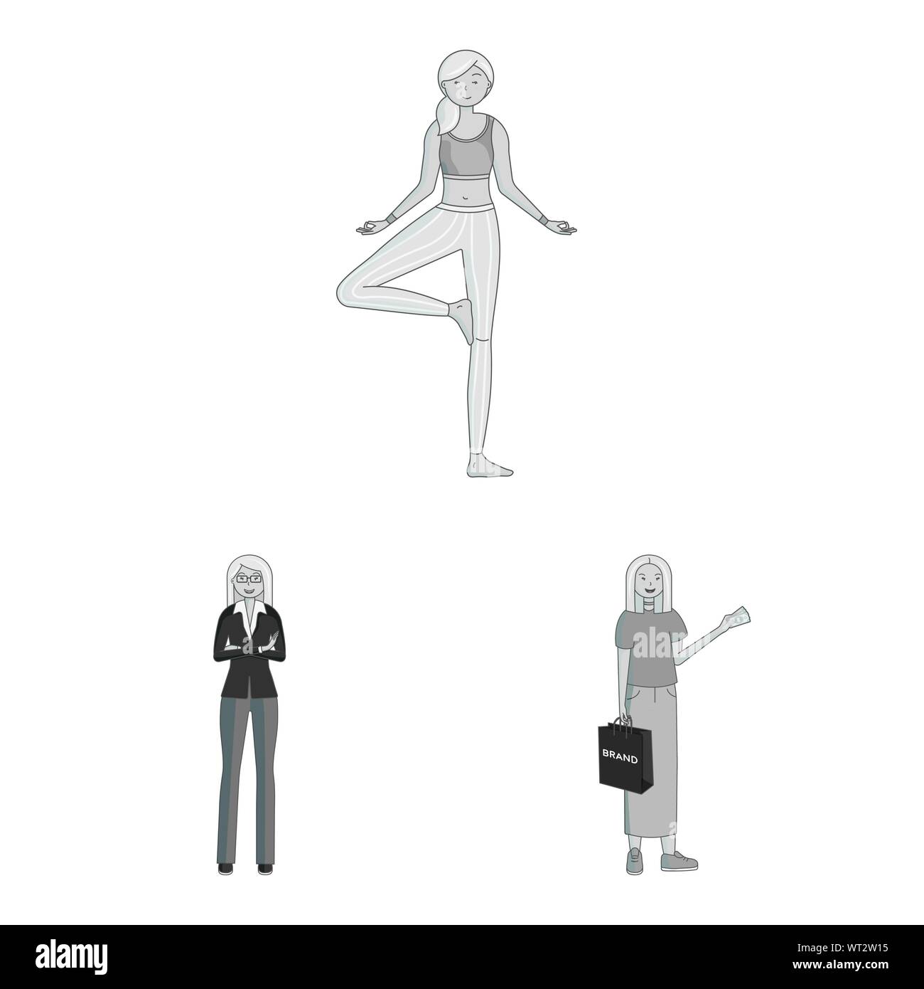 Objet isolé d'émotions et symbole féminin. Collection d'émotions et le corps stock vector illustration. Illustration de Vecteur