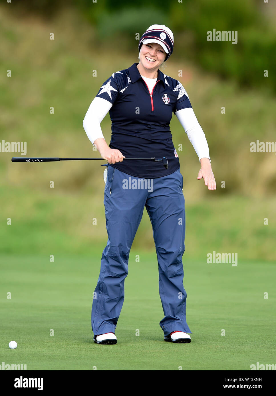 Allié du Team USA McDonald réagit sur le 15ème green au cours de l'aperçu la troisième journée de la Solheim Cup 2019 à Gleneagles Golf Club, à Auchterarder. Banque D'Images