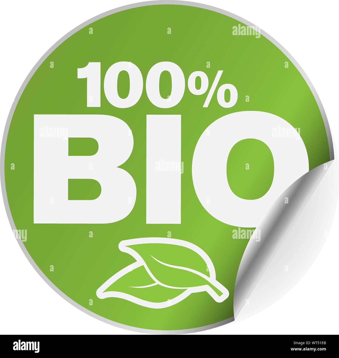 100  % bio vert rond autocollant ou d'un insigne avec un côté recroquevillé vector illustration Illustration de Vecteur