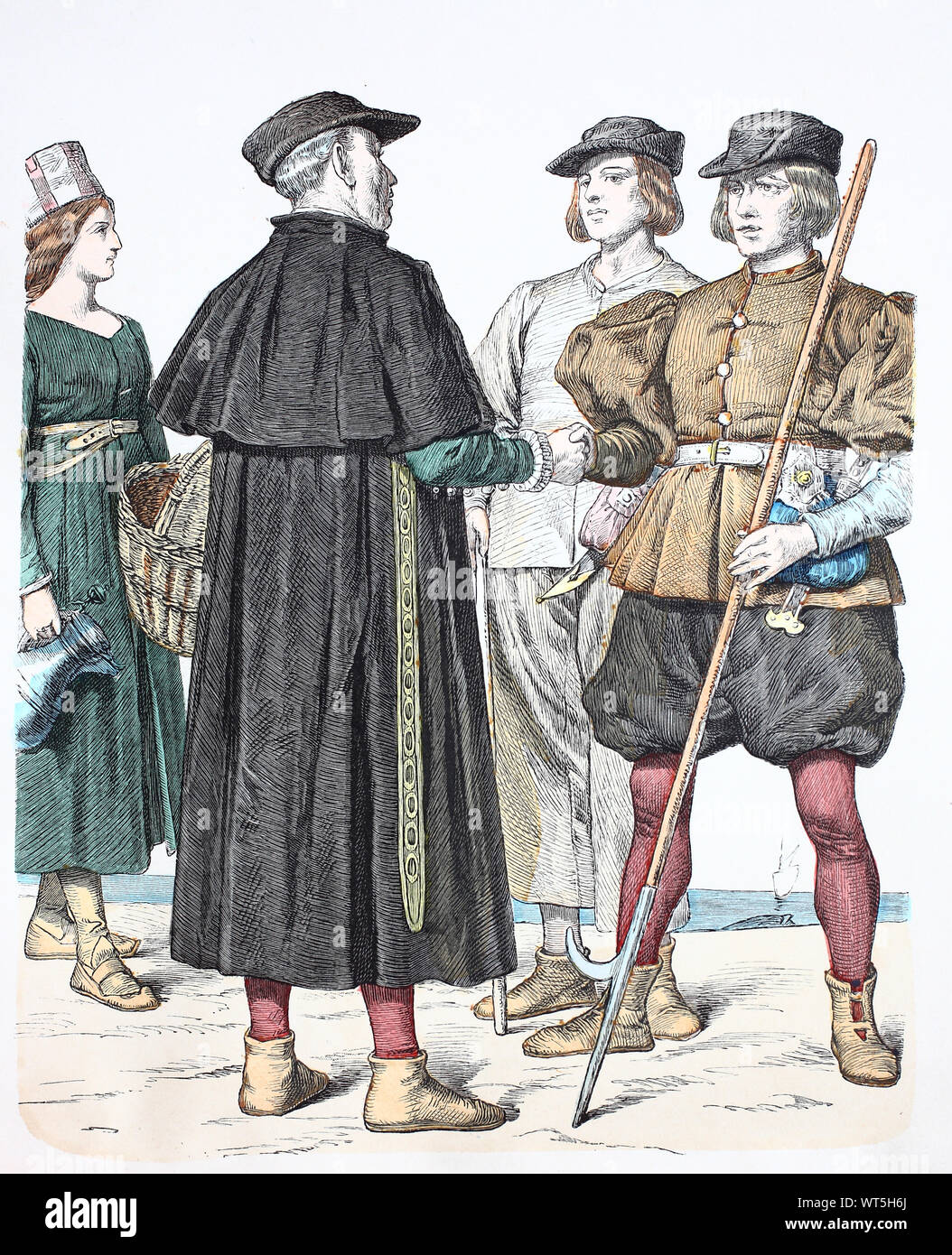 Costume national, des vêtements, de l'histoire des costumes, femme de la traverse en batch, l'homme de la plage de la mer du Nord, l'homme à partir du lot traverse en costumes nationaux, à partir de la Frise, l'Allemagne, 16e siècle, Volkstracht, Kleidung, Geschichte der Kostüme, Frau aus Stapelholm, Mann Nordseestrand vom, Mann aus Stapelholm aus 2011, Frise, Deutschland, 16.Jahrhundert Banque D'Images