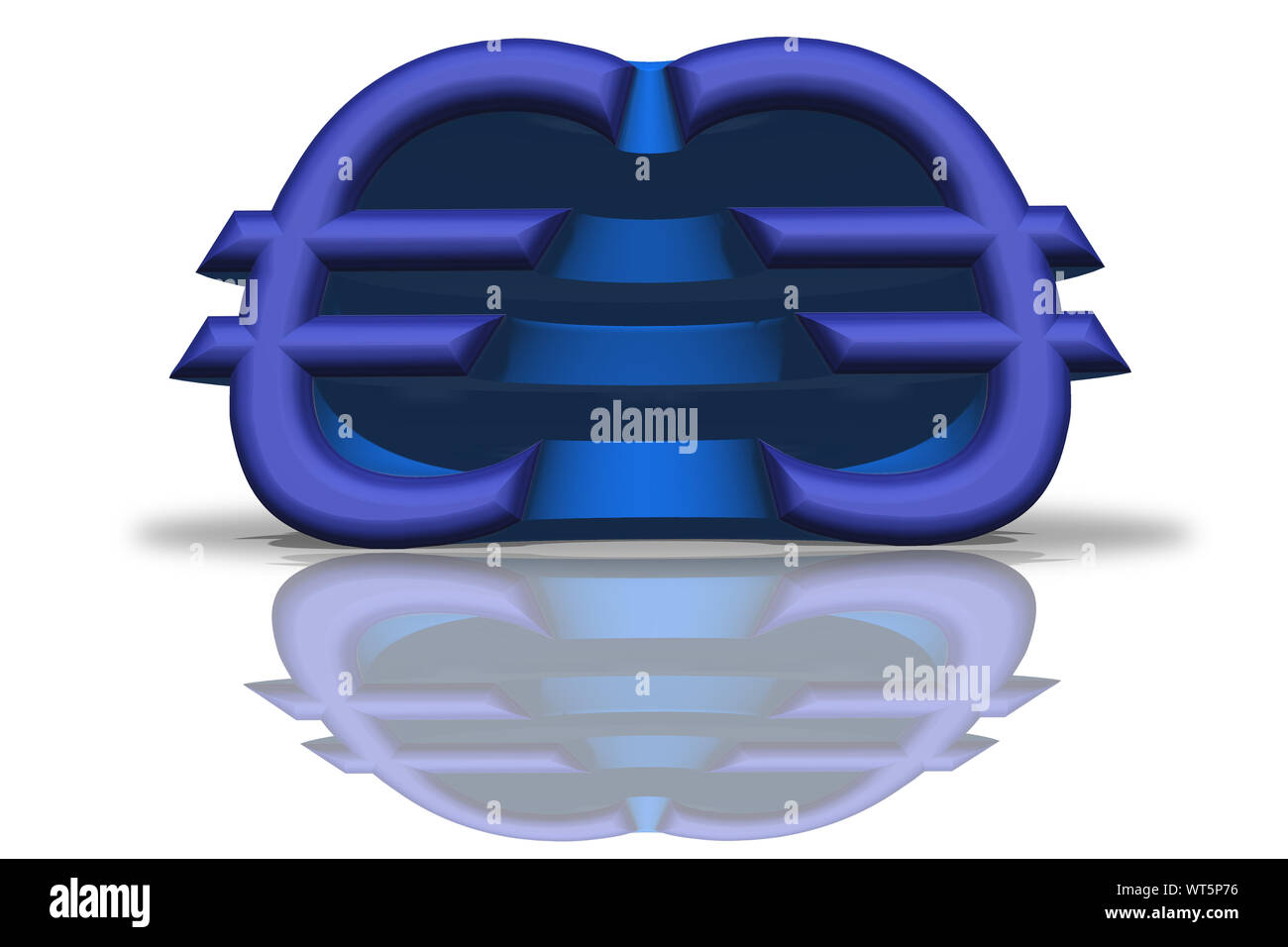 Illustration d'un miroir bleu symbole de l'Euro dans le rendu 3D Banque D'Images
