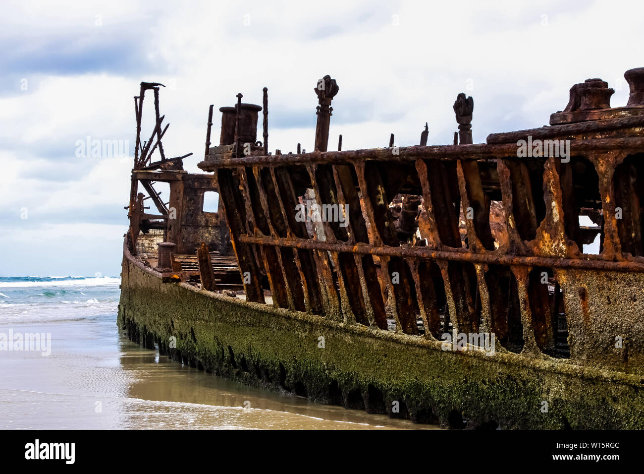 Maheno wreck bloqués à soixante cinq mile beach, Fraser Island, Queensland, Australie Banque D'Images