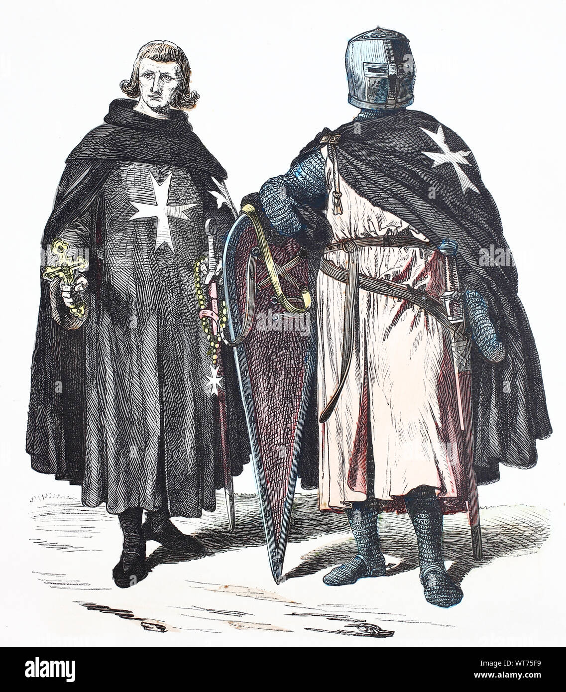 Costume national, des vêtements, de l'histoire des costumes, des chevaliers de Malte, 13ème siècle, Volkstracht, Kleidung, Geschichte der Kostüme, Johanniter, 13. Jahrhundert Banque D'Images