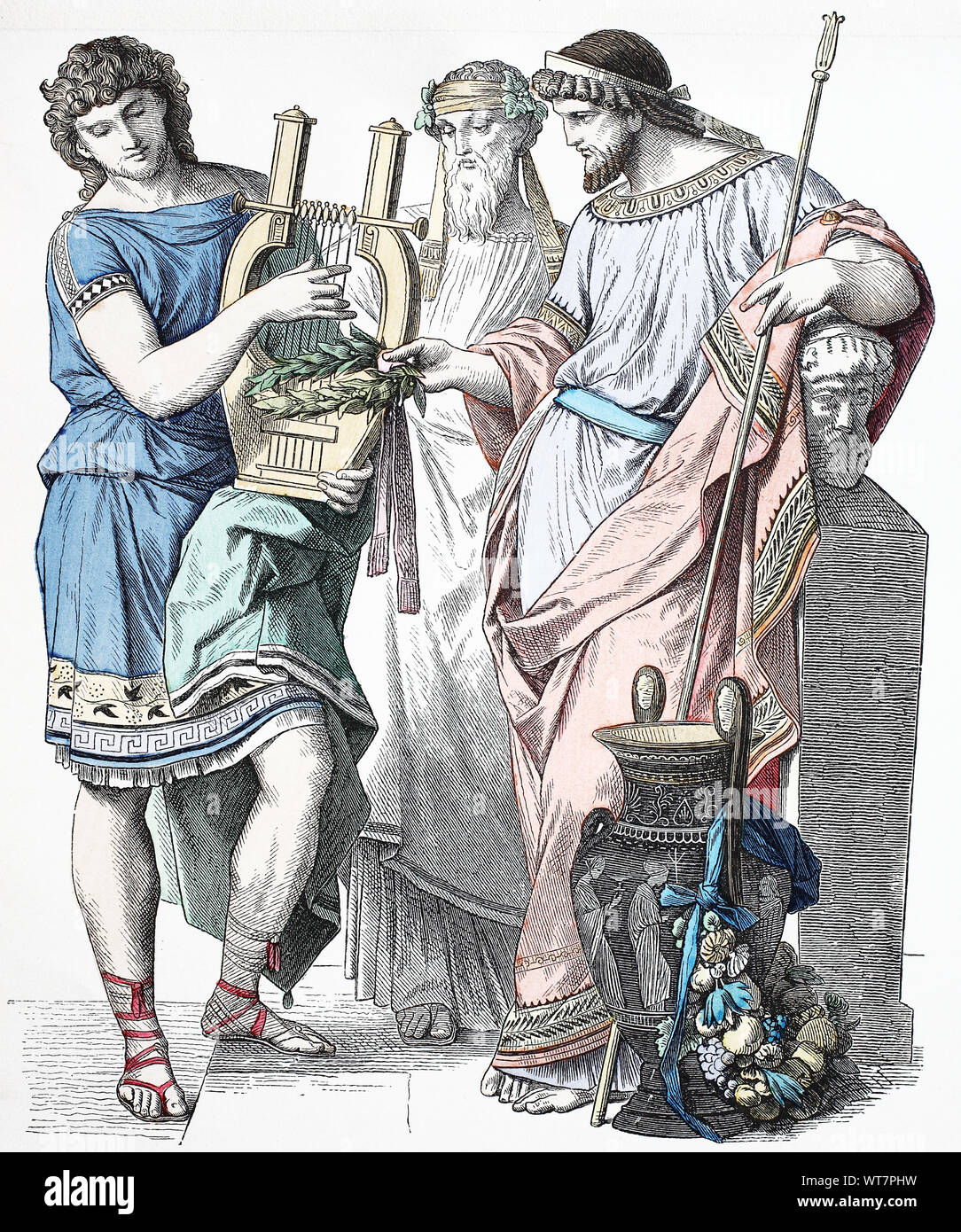 Costume national, des vêtements, de l'histoire des costumes, des gagnants dans les Jeux Olympiques joue, prêtre et roi grec Bacchus du temps plus récents The Prechristian, Volkstracht, Kleidung, Geschichte der Kostüme, Sieger dans den olympischen Spielen, Bacchuspriester und griechischer König aus der Zeit vorchristlichen Banque D'Images