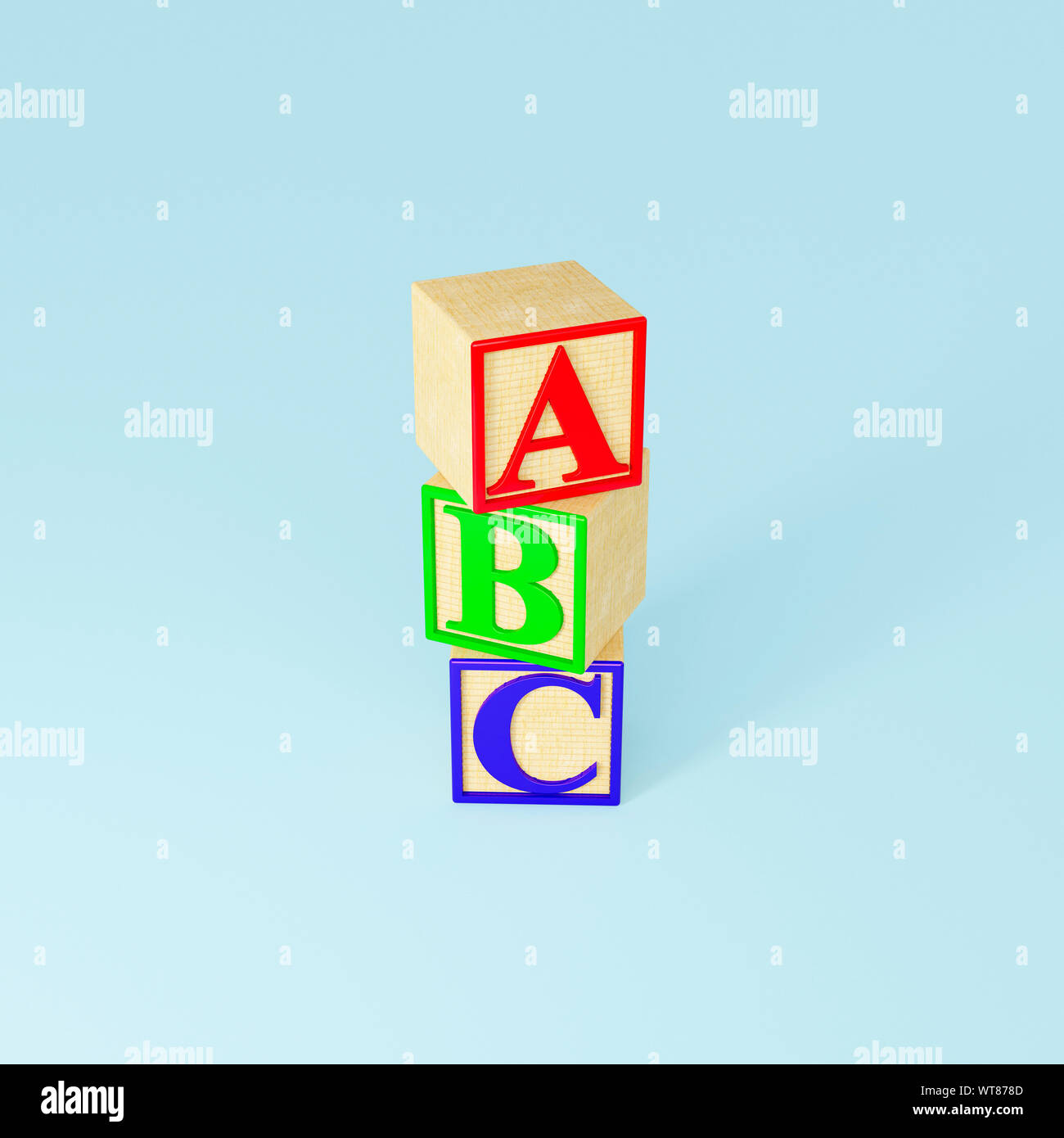 Jouets en bois pour enfants, les blocs ABC Banque D'Images