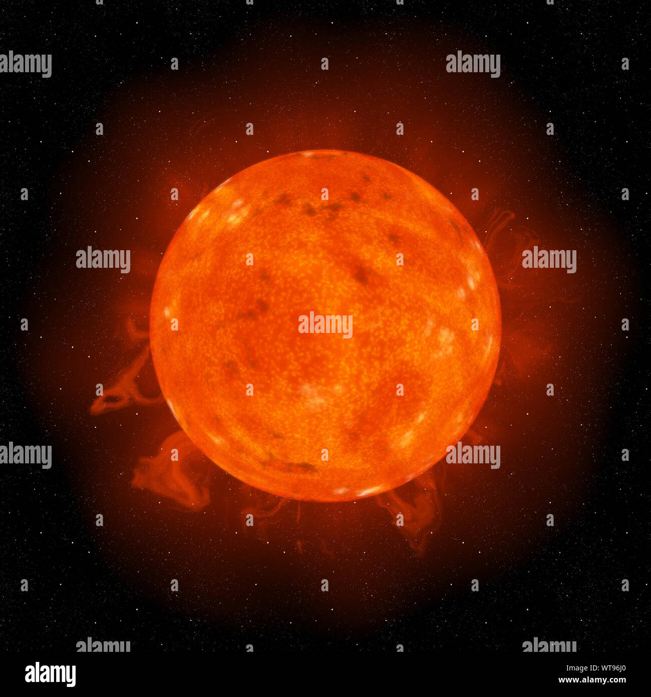 Illustration d'un rendu numérique de soleil dans l'espace. Banque D'Images