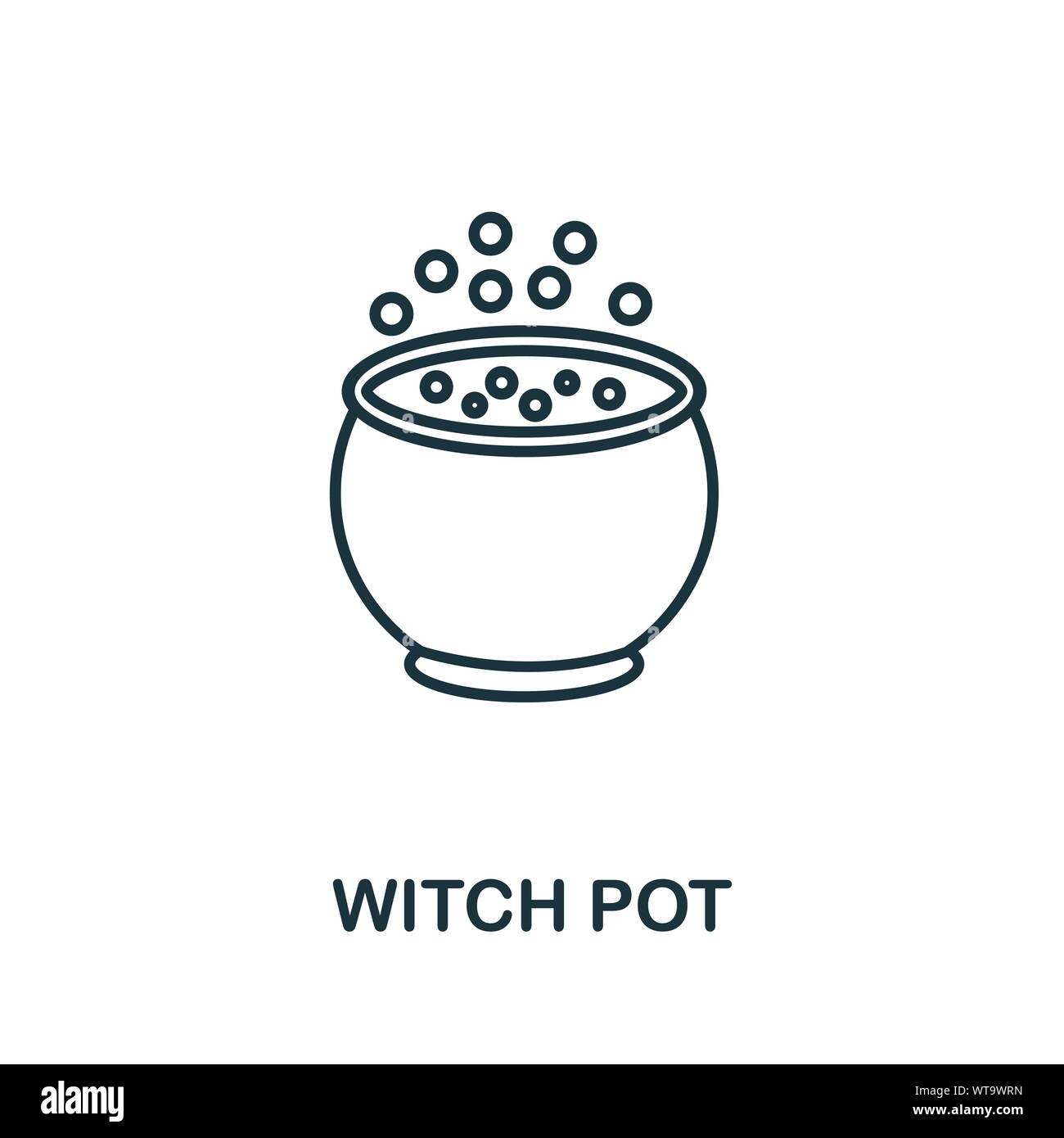 Icône Description Pot de sorcière. Ligne fine style à partir de la collection d'icônes d'halloween. Pixel élément simple parfait pot sorcière icône pour la conception de sites web, applications, logiciels Illustration de Vecteur