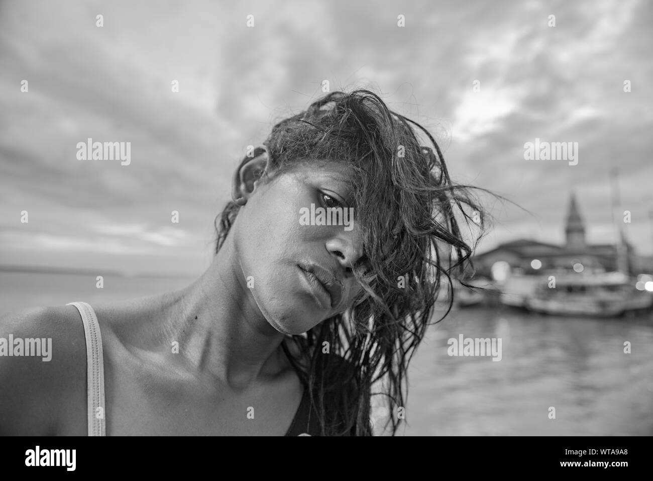 Femme sans-abri à Mercado Ver-o-Peso Banque D'Images