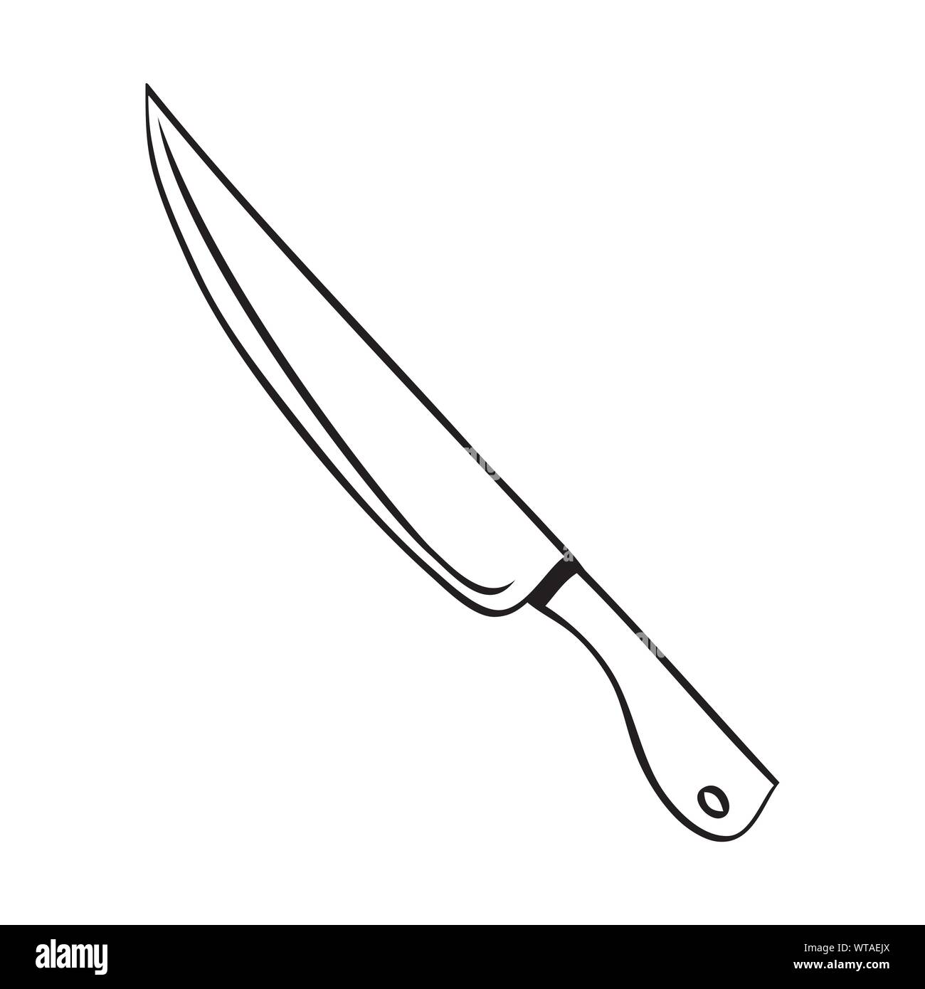 Vector illustration noir et blanc du couteau. Illustration de Vecteur