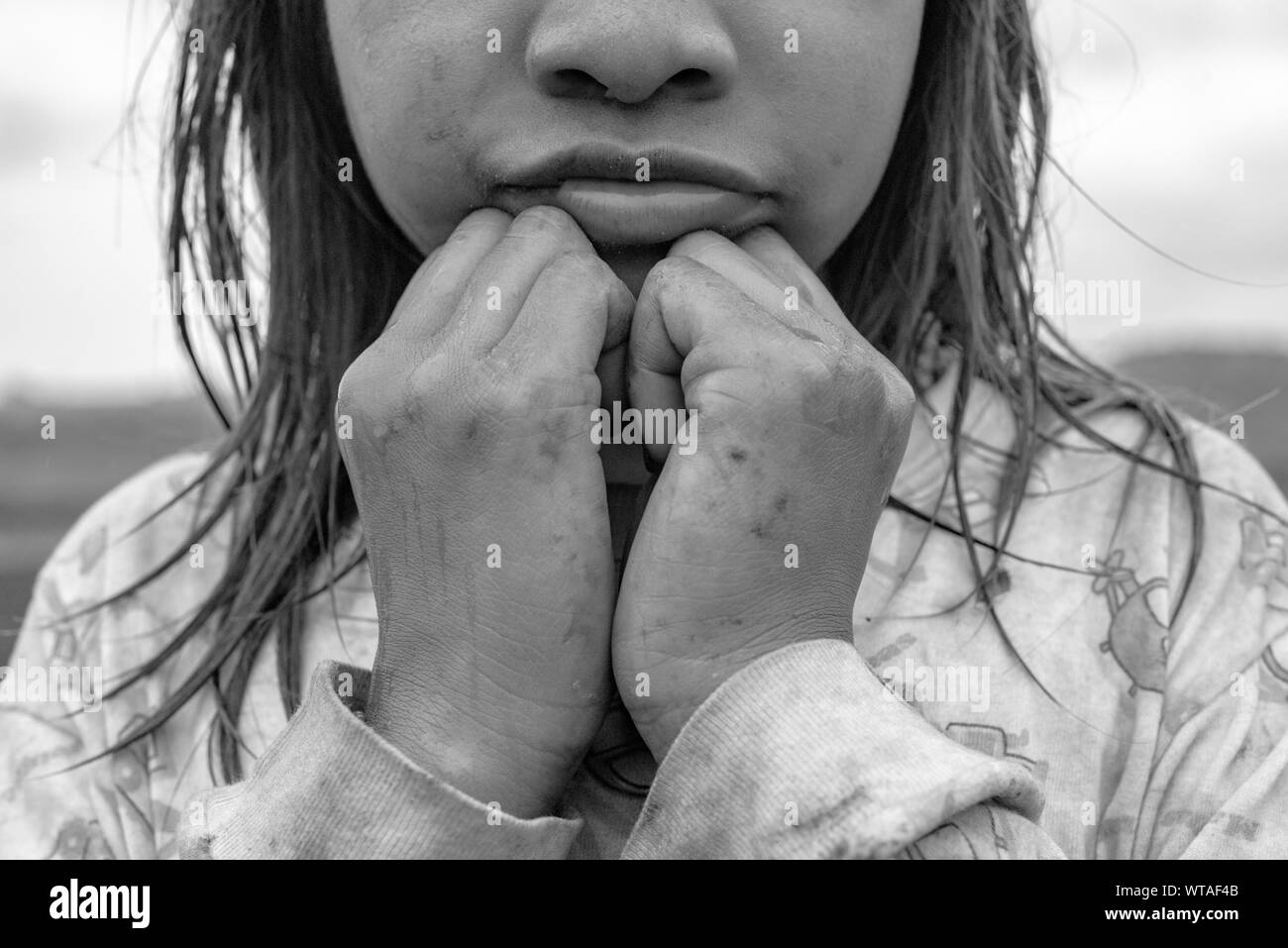 Soutenez la cause indigène Guarani indigènes girl portrait Banque D'Images