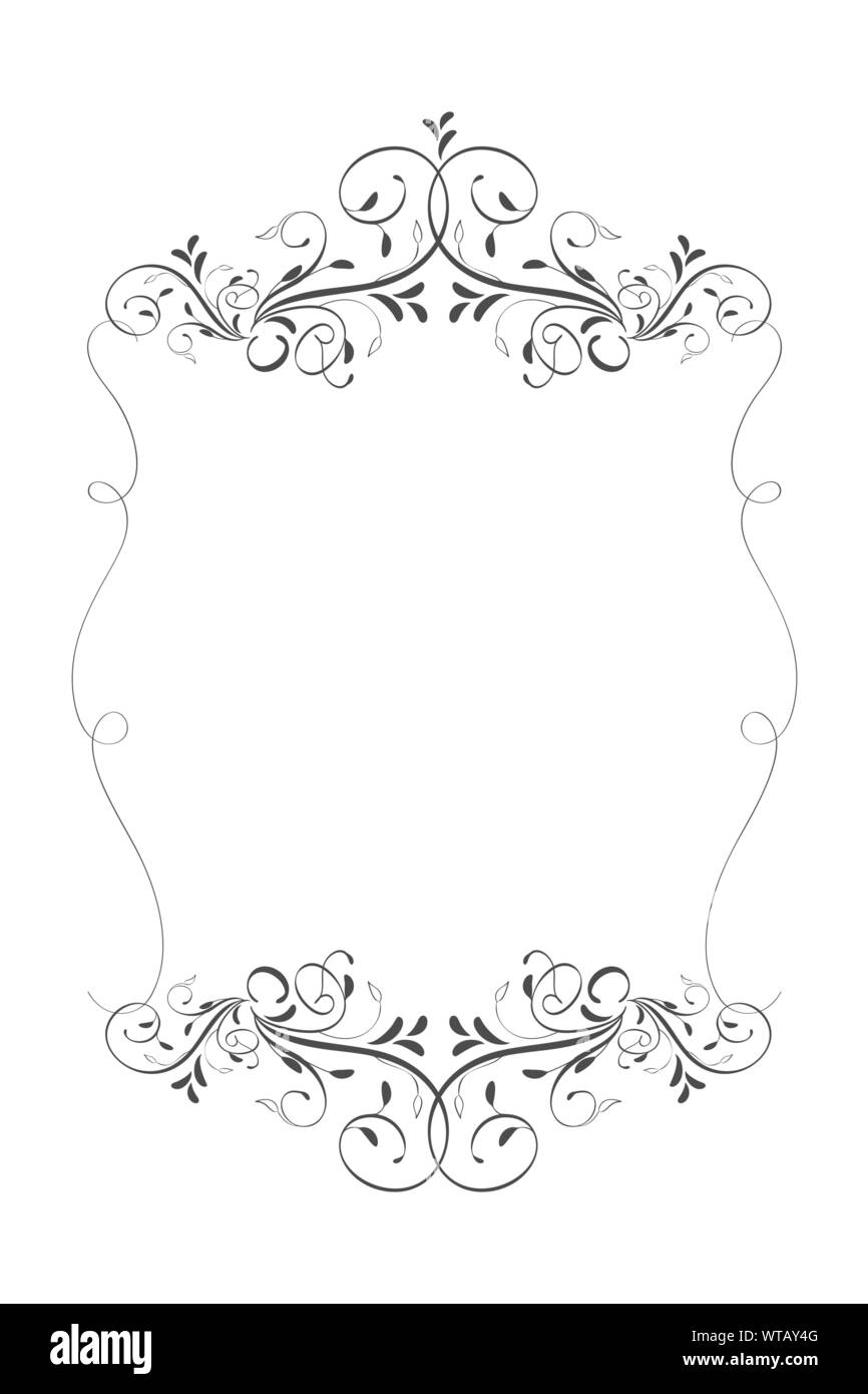 Cadre décoratif avec l'ancien filigrane swirls pour livre menu ou carte de vœux. Vector floral élégant ornement vintage des frontières. Illustration de mariage Illustration de Vecteur