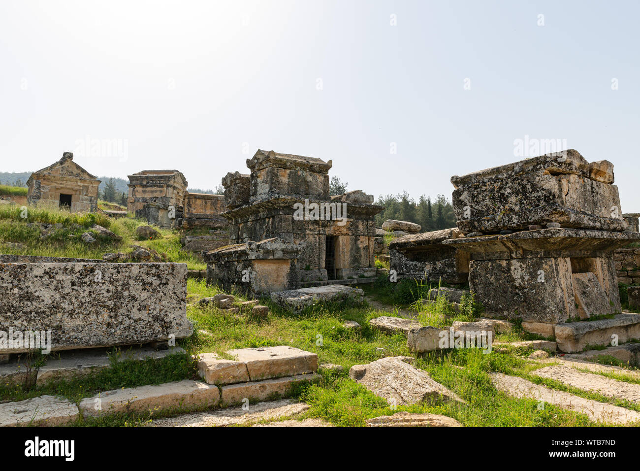 Tombes anciennes dans la nécropole - Pamukkale - Hierapolis - Château de coton - Denizli - Turquie Banque D'Images