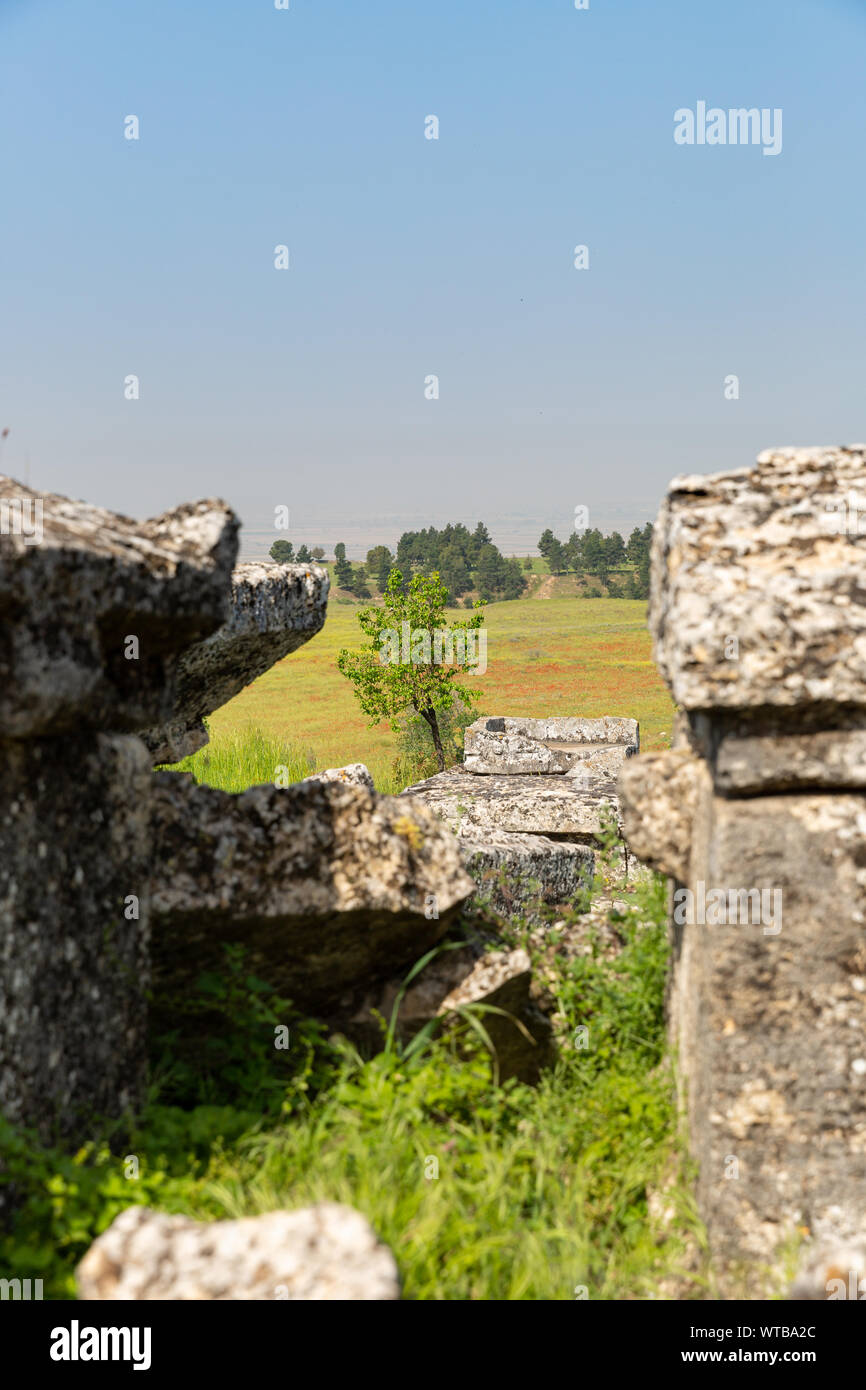 Tombes anciennes dans la nécropole - Pamukkale - Hierapolis - Château de coton - Denizli - Turquie Banque D'Images