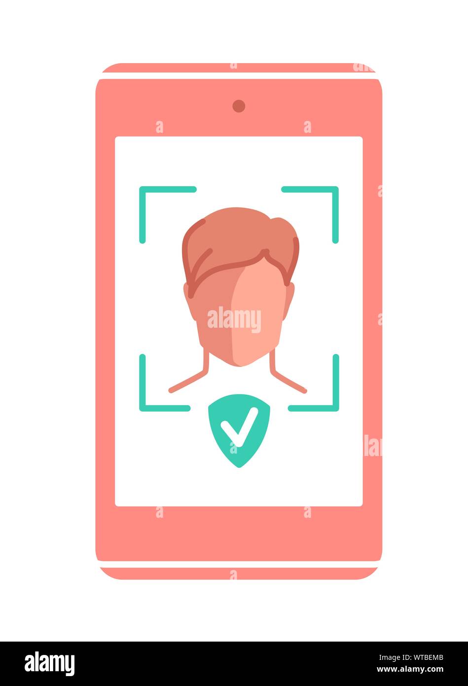 La reconnaissance des visages. Le paiement à l'aide d'identification et de paiement Face. Téléphone mobile avec l'identification biométrique. Concept d'affaires moderne vecteur isolé sur fond blanc. Illustration de Vecteur