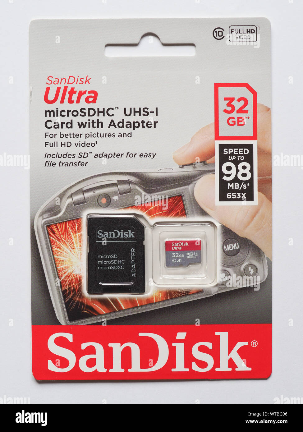SAN FRANCISCO, USA - circa 2019 AOÛT : Carte SD micro SDHC Sandisk Ultra Banque D'Images