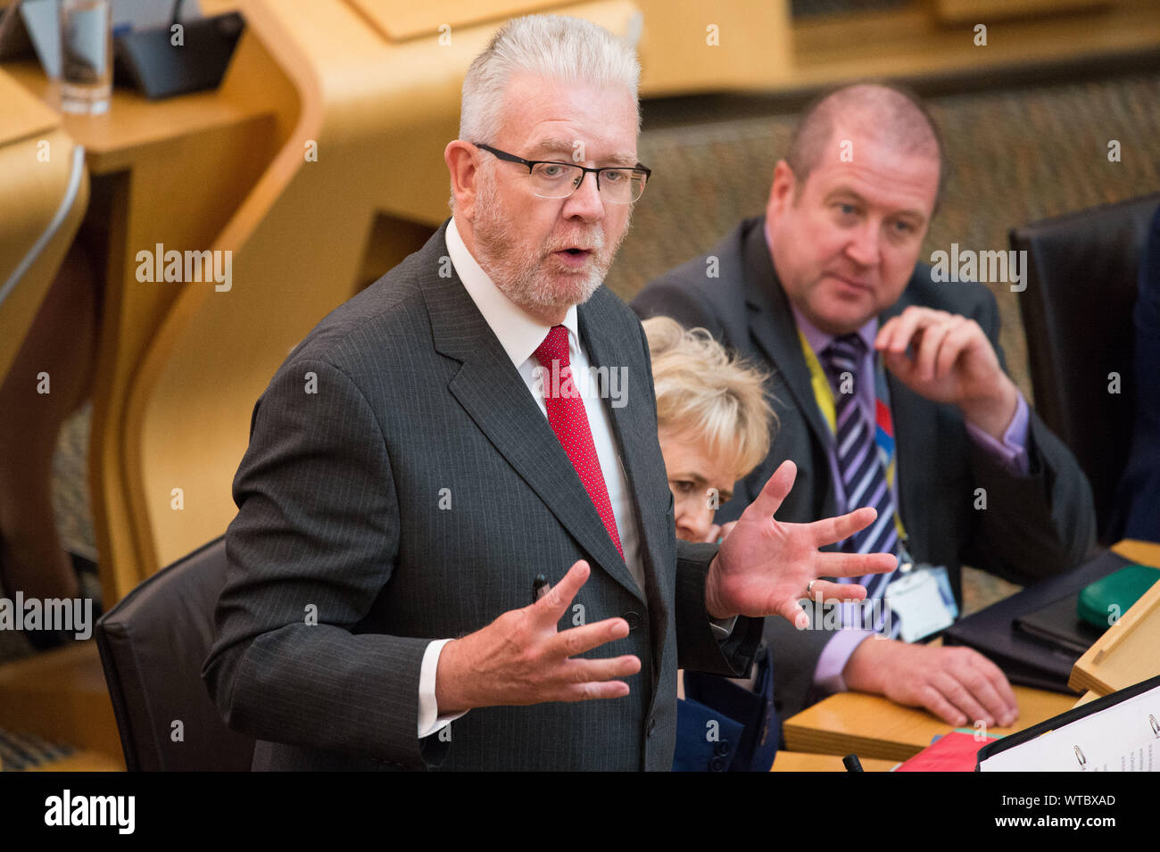 Edinburgh, Royaume-Uni. 5 septembre 2019. Photo : Michael Russell MSP - Secrétaire de cabinet pour les affaires du gouvernement et les relations constitutionnelles. Débat du gouvernement écossais : éviter un pas de traiter la sortie de l'UE. Que le Parlement reconnaît que le Royaume-Uni ne devrait en aucun cas quitter l'UE sur un accord de non-base, et condamne la suspension du Premier Ministre du parlement britannique depuis le 9 septembre jusqu'au 14 octobre 2019. Le résultat de la division est : Pour 87, contre 28, abstentions 0. Colin Fisher/CDFIMAGES.COM Banque D'Images