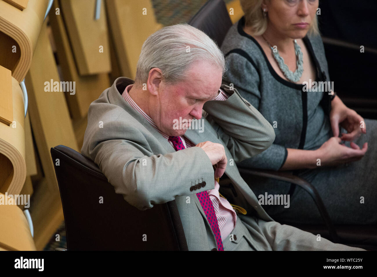 Edinburgh, Royaume-Uni. 5 septembre 2019. Sur la photo : Stewart Stevenson pour MSP Banffshire et Buchan côte. Débat du gouvernement écossais : éviter un pas de traiter la sortie de l'UE. Que le Parlement reconnaît que le Royaume-Uni ne devrait en aucun cas quitter l'UE sur un accord de non-base, et condamne la suspension du Premier Ministre du parlement britannique depuis le 9 septembre jusqu'au 14 octobre 2019. Le résultat de la division est : Pour 87, contre 28, abstentions 0. Colin Fisher/CDFIMAGES.COM Banque D'Images