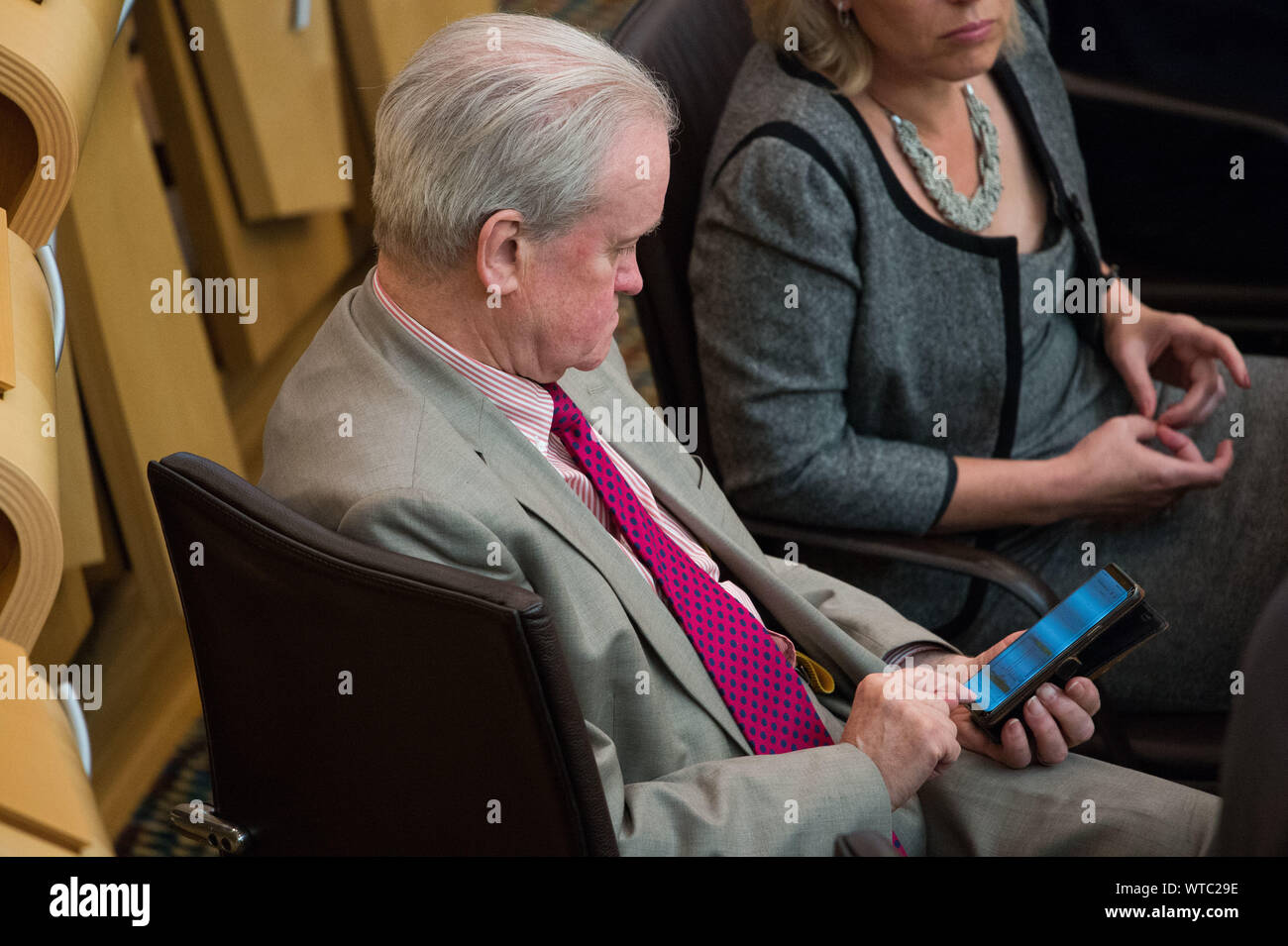 Edinburgh, Royaume-Uni. 5 septembre 2019. Sur la photo : Stewart Stevenson pour MSP Banffshire et Buchan côte. Débat du gouvernement écossais : éviter un pas de traiter la sortie de l'UE. Que le Parlement reconnaît que le Royaume-Uni ne devrait en aucun cas quitter l'UE sur un accord de non-base, et condamne la suspension du Premier Ministre du parlement britannique depuis le 9 septembre jusqu'au 14 octobre 2019. Le résultat de la division est : Pour 87, contre 28, abstentions 0. Colin Fisher/CDFIMAGES.COM Banque D'Images