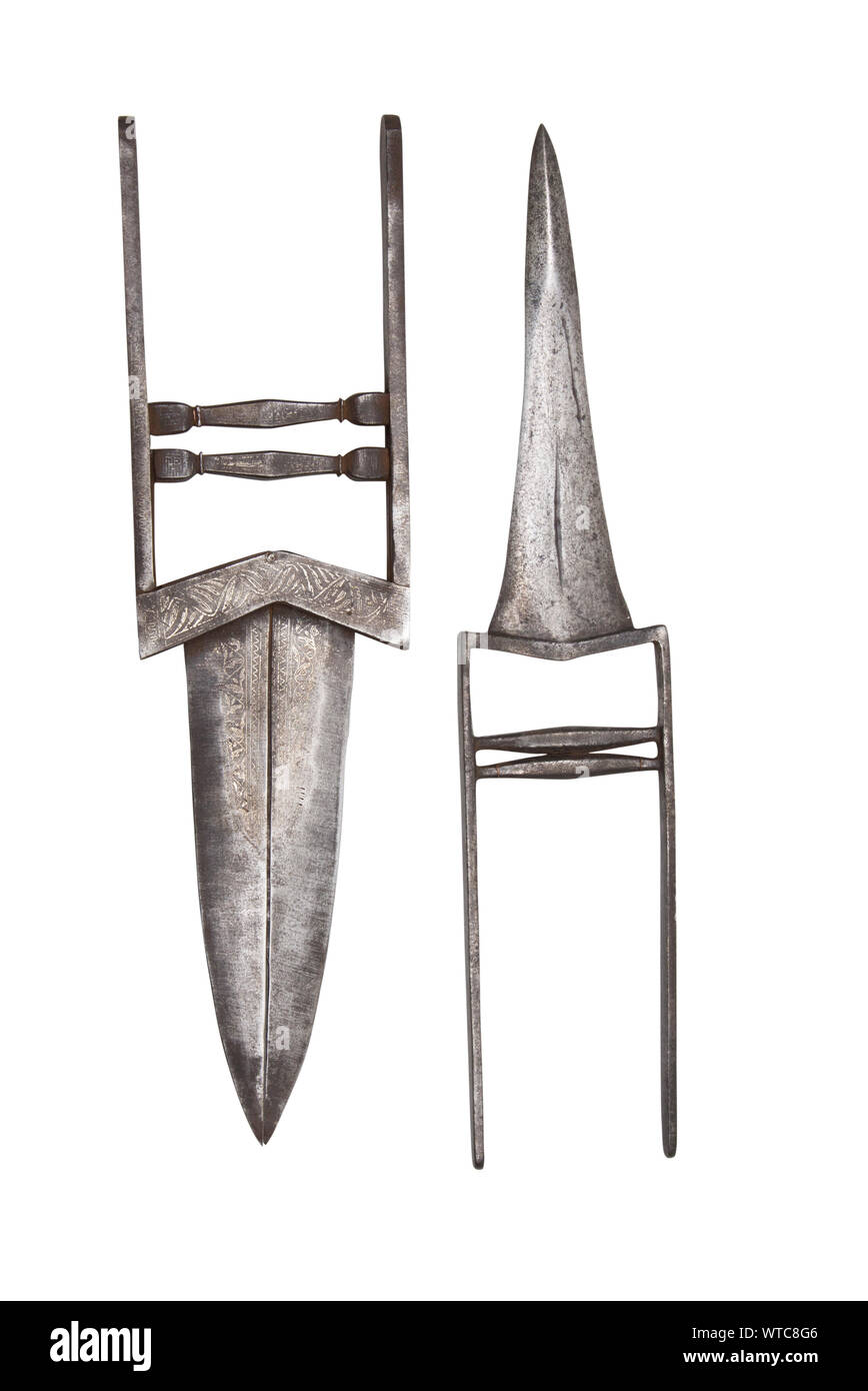 Un ensemble de deux dagues katar indien du 19e siècle Banque D'Images
