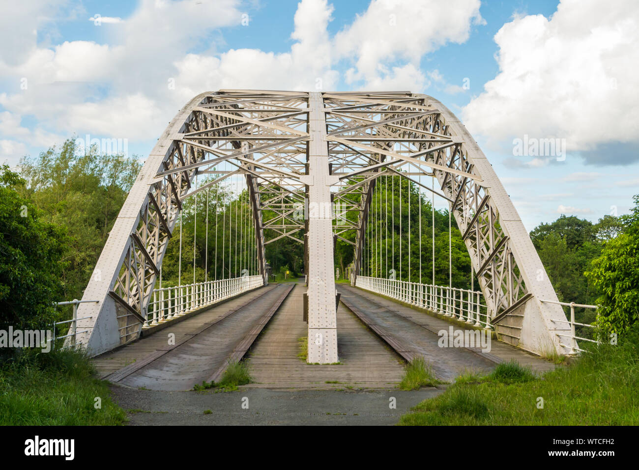 Wylam pont de chemin de fer (Grade II* énumérés) traverser la rivière Tyne à Hagg Bank, Wylam Banque D'Images