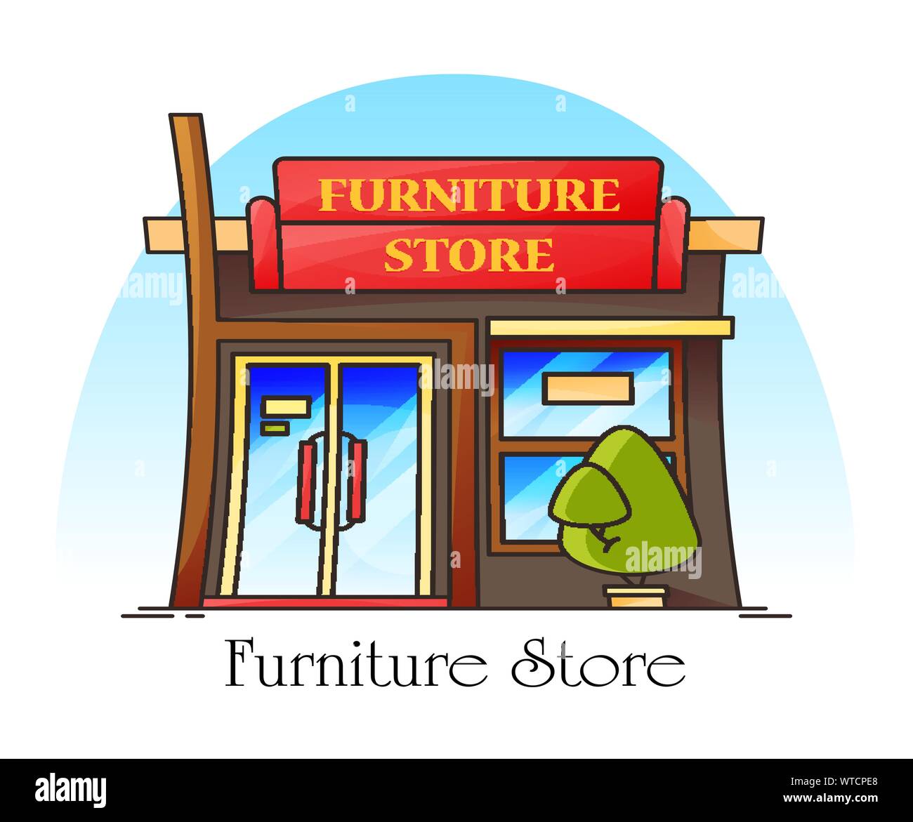 Boutique ou magasin de meubles, décoration de bâtiment Illustration de Vecteur