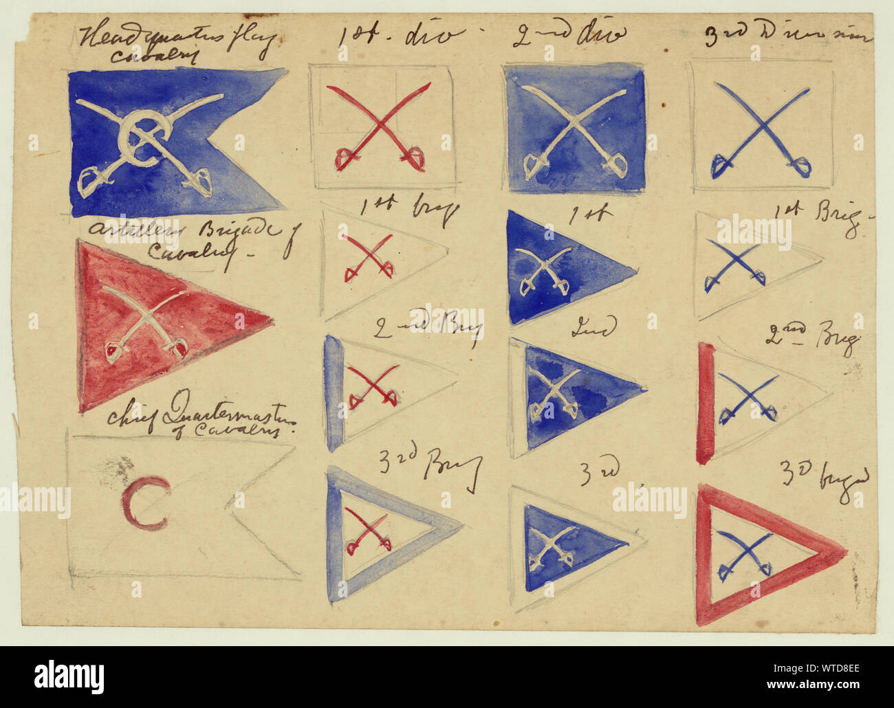 Normes militaires de la cavalerie pendant la guerre civile américaine Banque D'Images