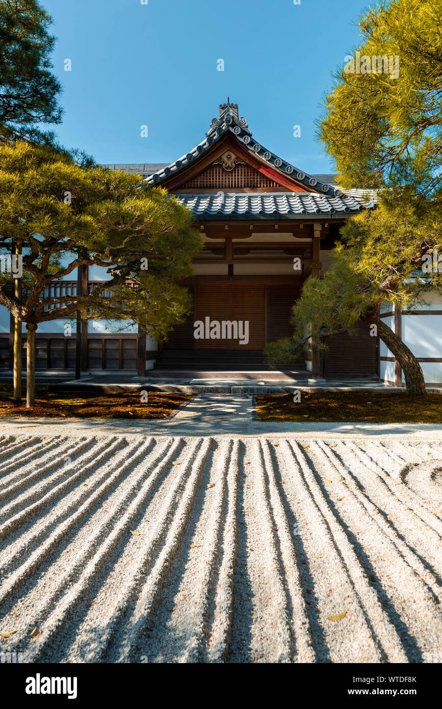Rock Garden, jardin Zen, Jisho-ji, temple Zen, Higashiyama, Kyoto, Japon Banque D'Images