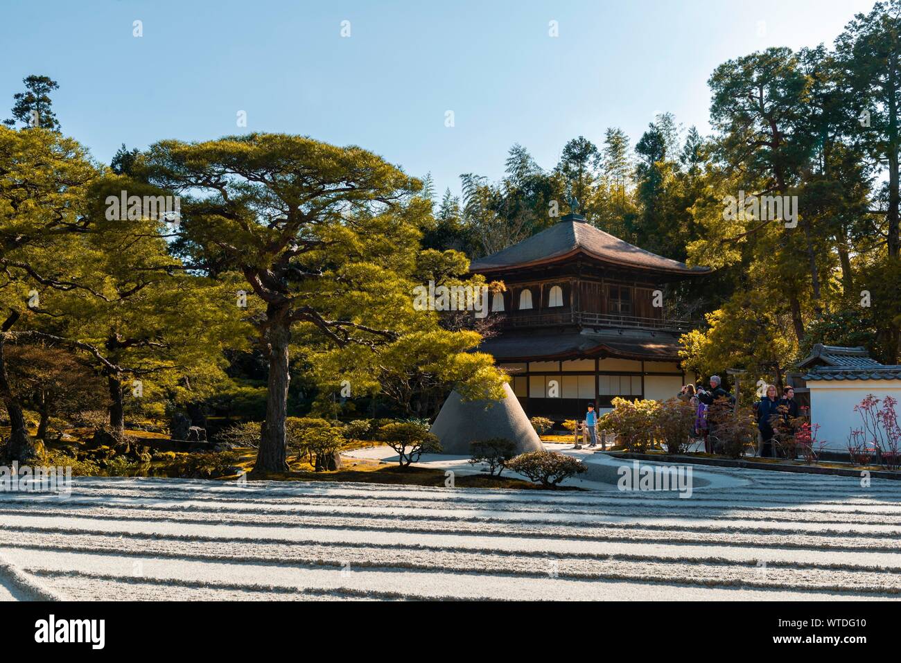 Rock Garden Jardin Zen, avec le Mont Fuji, réplique Jisho-ji, temple Zen, Higashiyama, Kyoto, Japon Banque D'Images