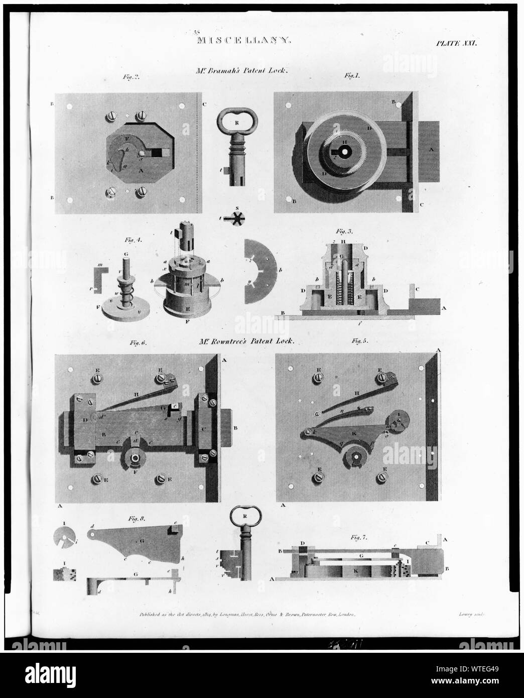 Divers -- M. Bramah's patent lock ; M. Rowntree's patent lock / [...] del. Lowry ; scul. Banque D'Images