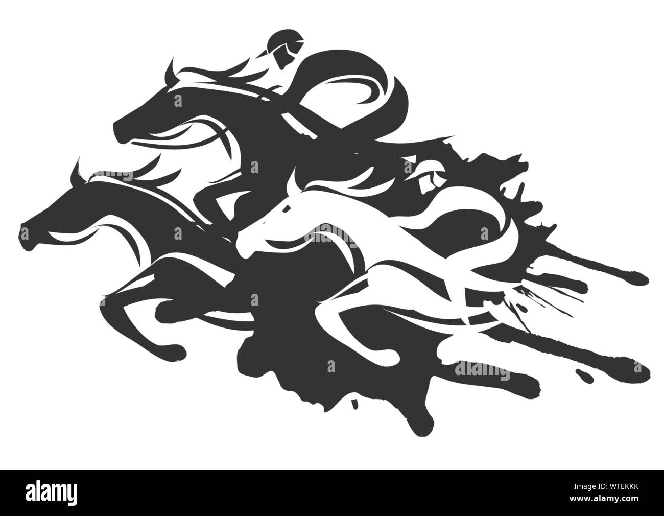 Les courses de chevaux. Illustration stylisée expressif.Vector disponibles. Illustration de Vecteur