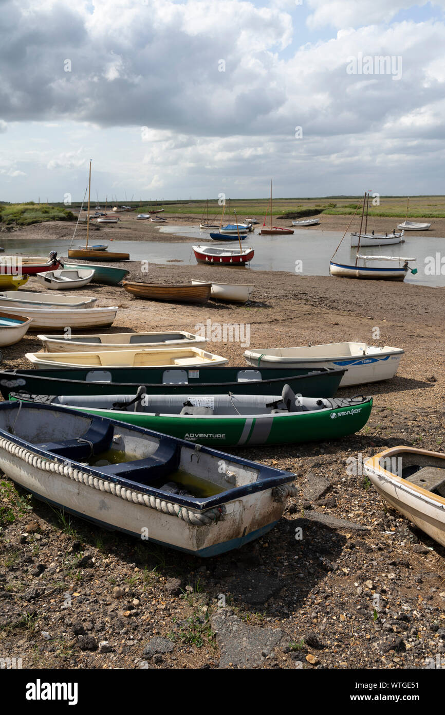 Bateaux à Burnham Overy Staithe, Norfolk, Royaume-Uni Banque D'Images