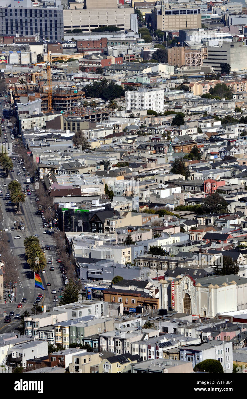 Drapeau Gay à Castro et Market Streets, San Francisco, Californie Banque D'Images