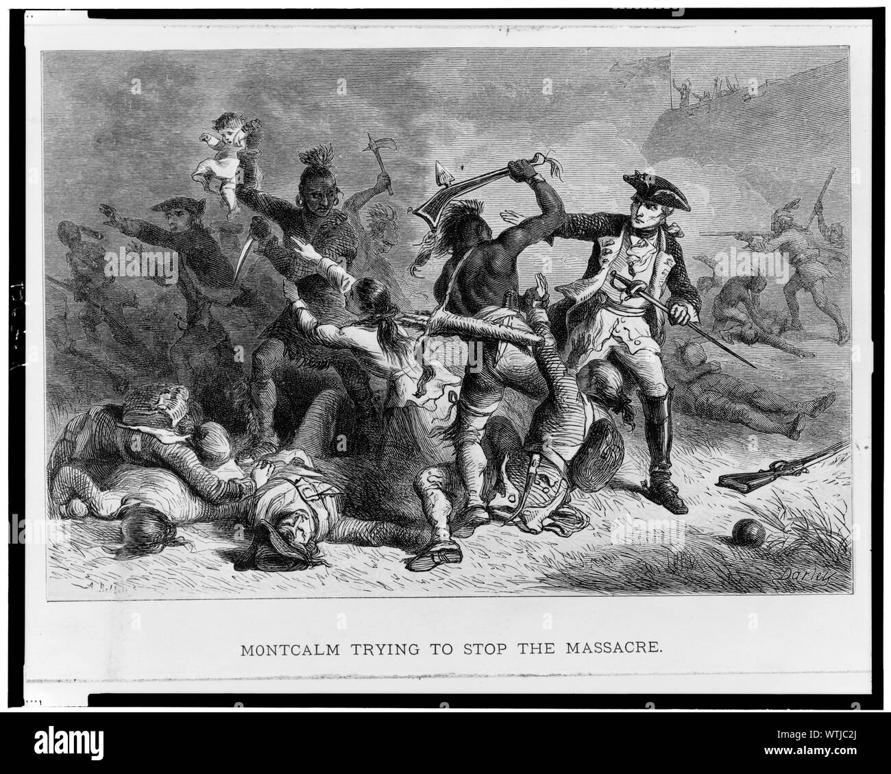 Montcalm essayant d'arrêter le massacre / A. Bobbett ; Darley. Banque D'Images