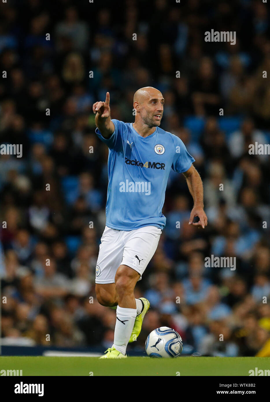 Manchester, UK. Sep 11, 2019.  ; Etihad Stadium, Manchester, Lancashire, Angleterre ; Vincent Kompany Testimonial, Manchester City Premier League Legends contre toutes les Stars XI ; Pablo Zabaleta de Manchester City Legends - éditorial uniquement. Credit : Action Plus Sport Images/Alamy Live News Banque D'Images