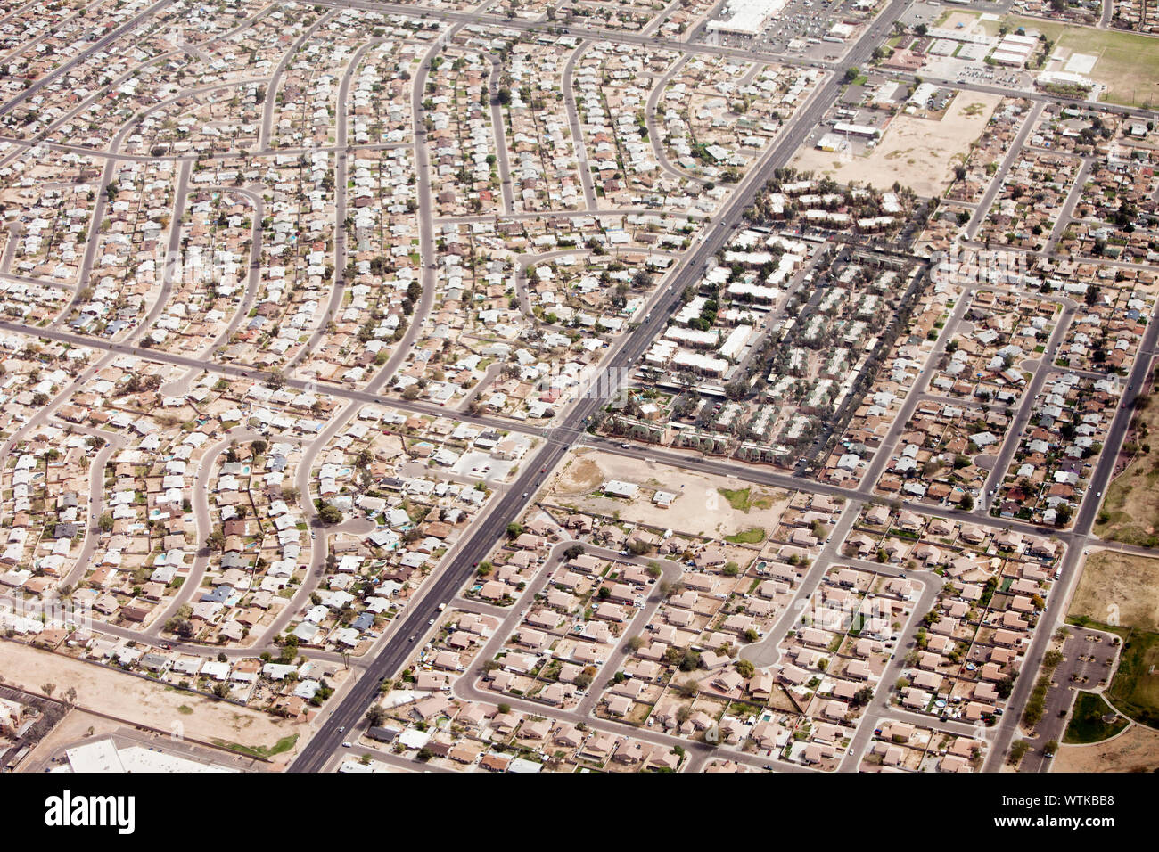Vue aérienne de la prolifération des banlieues à Phoenix, Arizona Banque D'Images