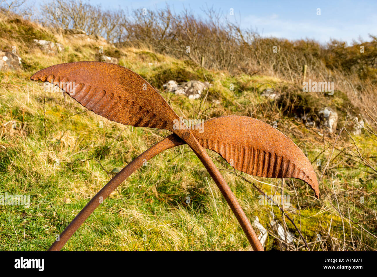 Feuilles de métal traversé sur la sculpture sculpture de Calgary, Calgary, à pied de la baie sur l'île de Mull, en Ecosse, Royaume-Uni Banque D'Images