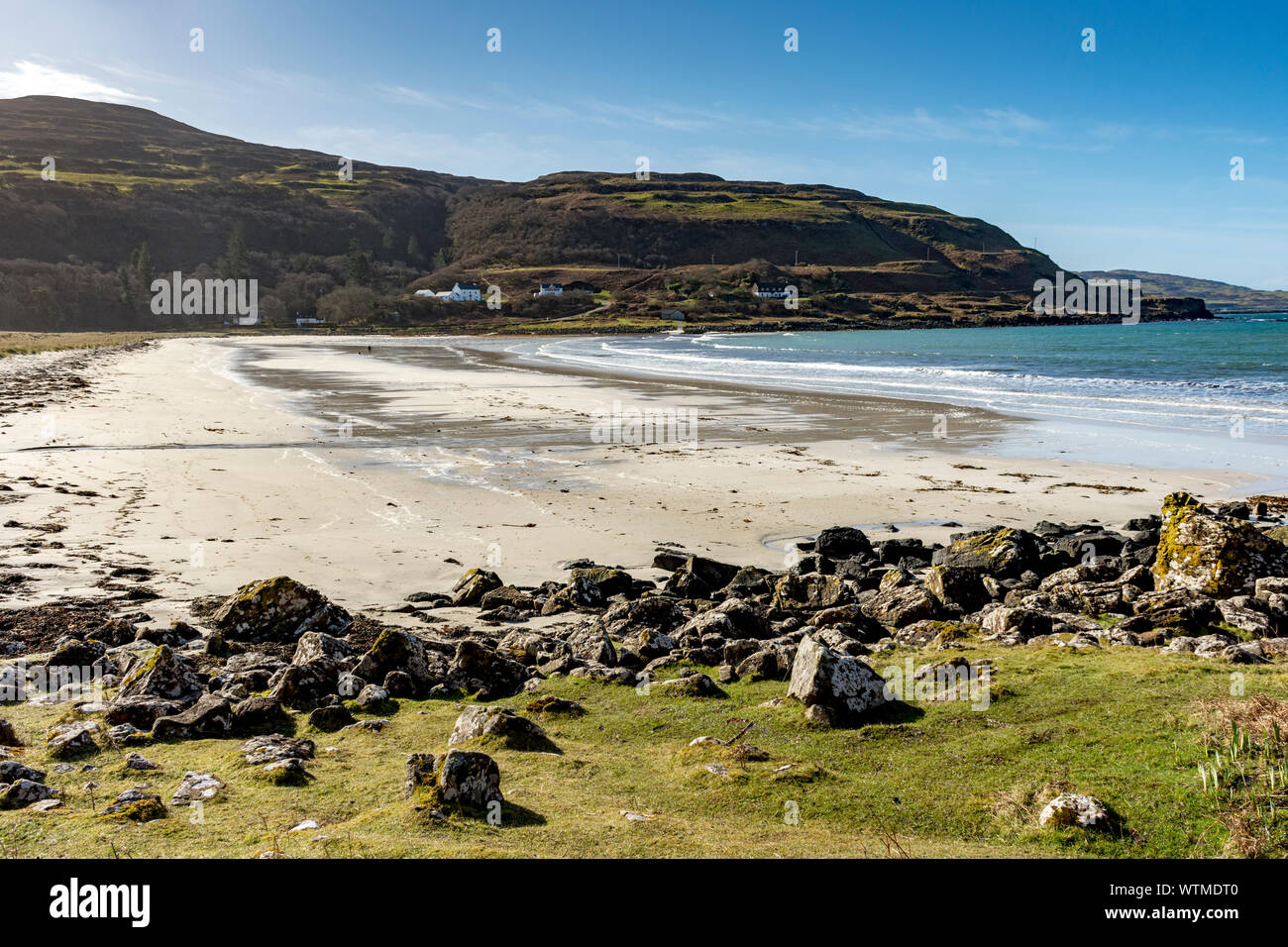 La plage de Calgary Bay, Isle of Mull, Scotland, UK Banque D'Images