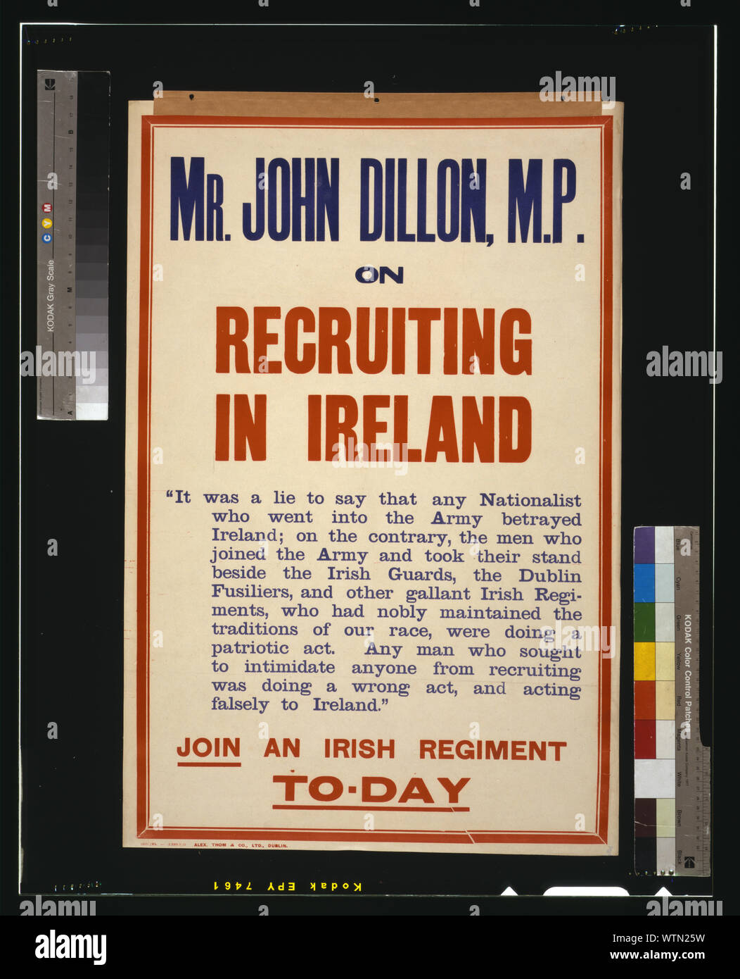 M. John Dillon, député, sur le recrutement en Irlande. Inscrivez-vous un régiment irlandais à-jour Banque D'Images