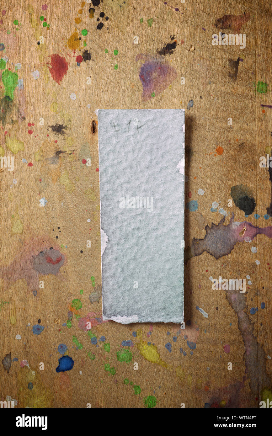 Aquarelle carte d'essai sur une table. Banque D'Images