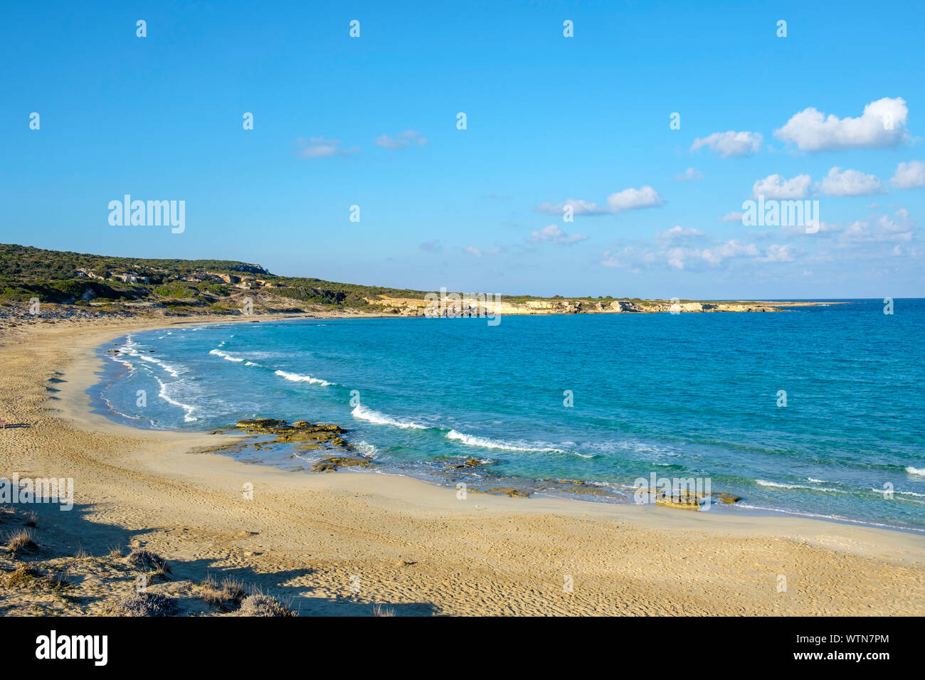 Halk Plaji Beach sur la côte nord de la péninsule de Karpaz, Rizokarpaso (Dipkarpaz), Famagusta (Chypre, Iskele) District (Chypre du Nord). Banque D'Images