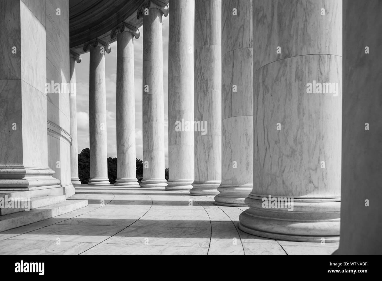 Colonnes en dehors de la Jefferson Memorial à Washington, DC. Banque D'Images