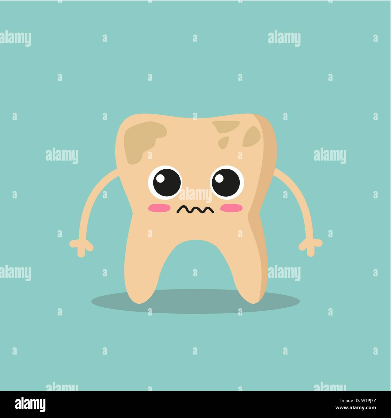 Mignon, triste et sale dent. Vector illustration Illustration de Vecteur