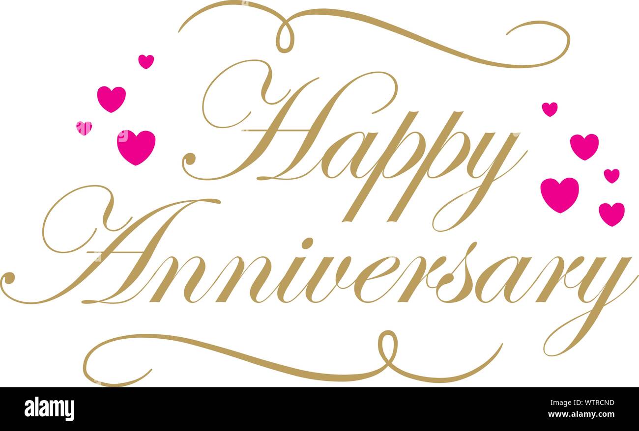 Heureux Anniversaire Jolie Texte Lettrage A La Main Avec Amour Et De Couple D Illustration Vectorielle De L Element Image Vectorielle Stock Alamy