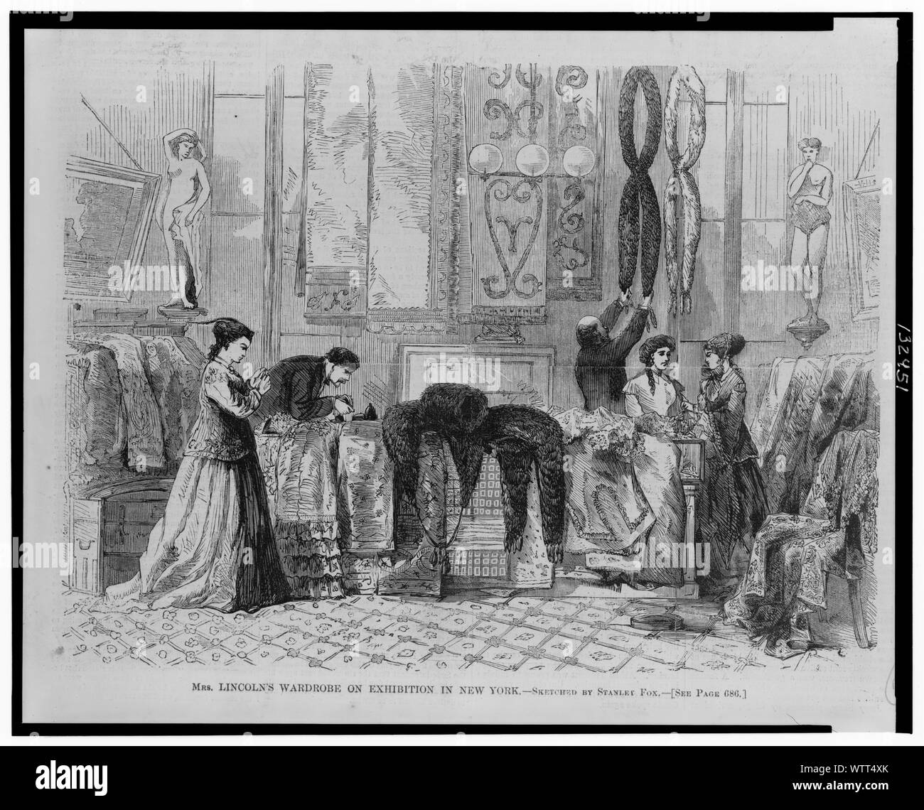 Mme Lincoln's armoire sur exposition à New York / dessiné par Stanley Fox. Banque D'Images