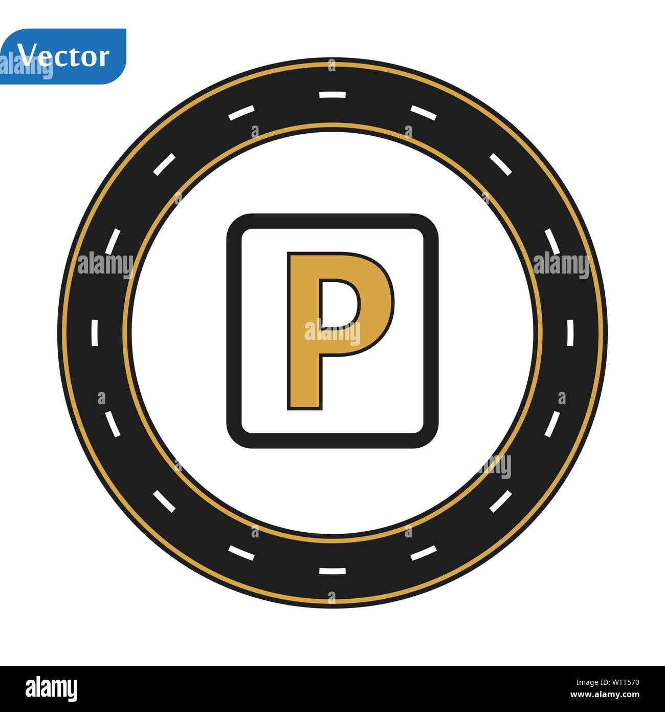 Parking sur la route, Circular Road, carte sur fond blanc. eps10 Illustration de Vecteur