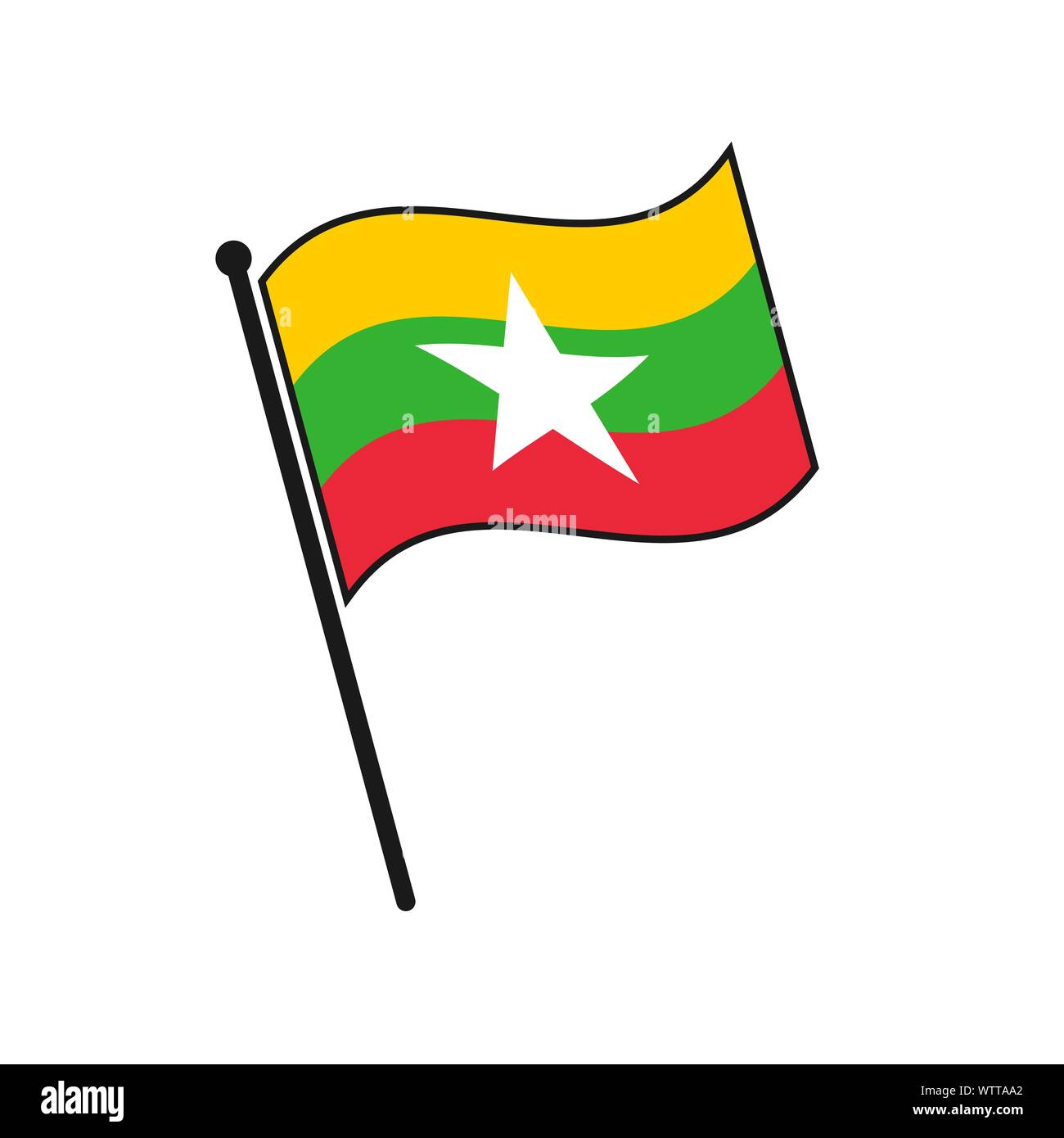 L'icône de drapeau Myanmar simple isolé sur fond blanc Illustration de Vecteur