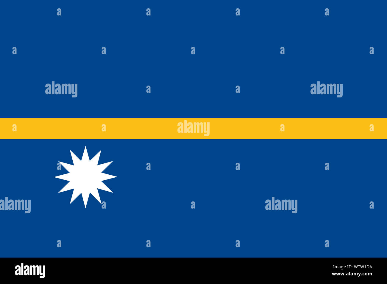 Un drapeau bleu Nauru background illustration bande jaune étoile blanche Banque D'Images