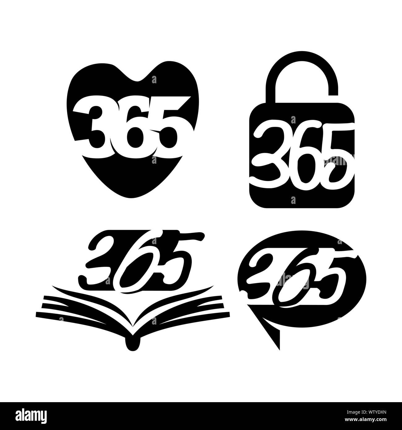 Livre de l'amour infini contact 365 icône logo illustration noir Illustration de Vecteur