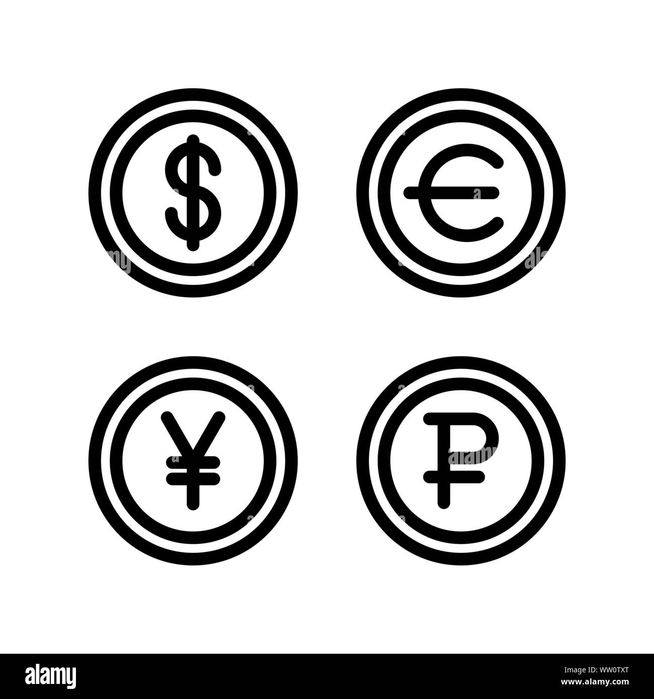 Monnaies Isométriques Icônes Symbole Ensemble Dollar Euro Rouble Yuan Yen  Vecteur par ©KenshiDesign 201889450